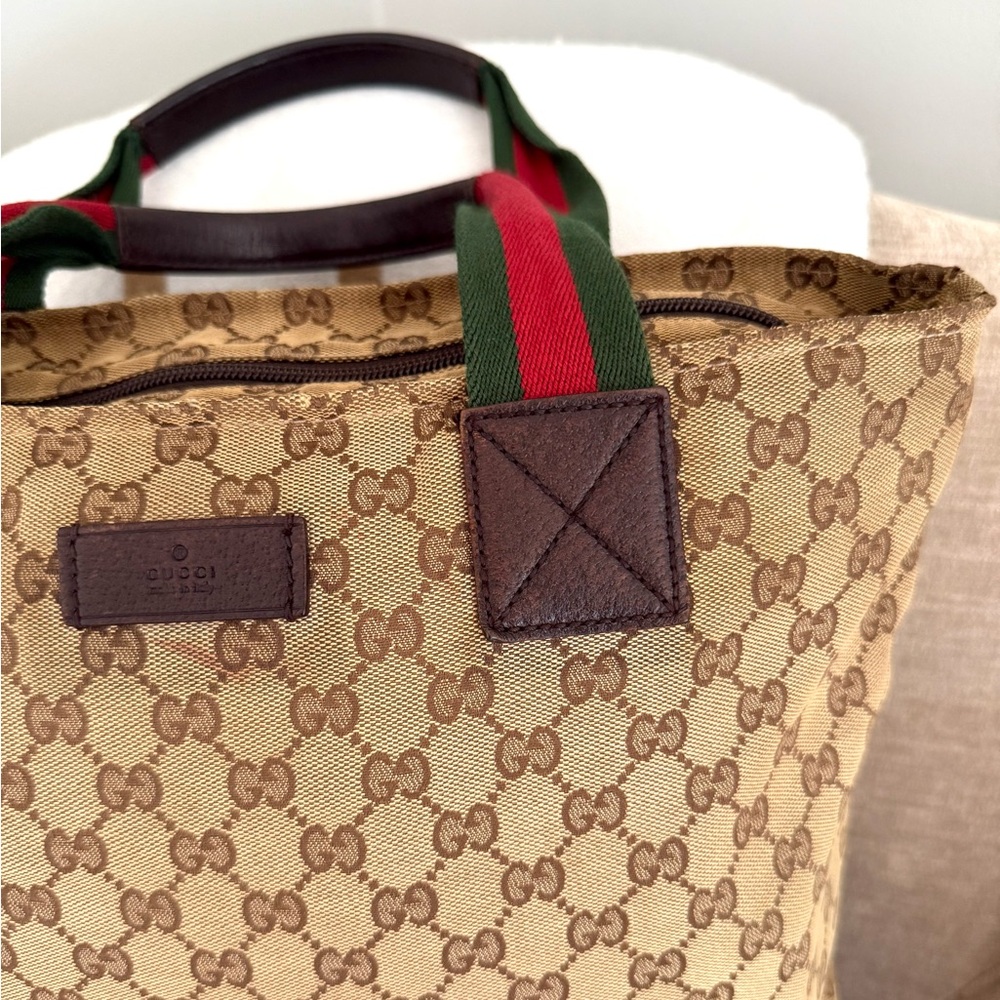 Authentic Gucci Sherry Line Tote Bag Shopper brown monogram canvas large - Picture 5 of 16